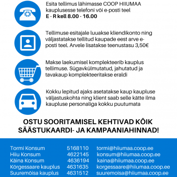 Kontatkivaba ostlemine Coop Hiiumaa kauplustes