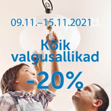 Ehituskeskuses kõik valgusallikad -20%